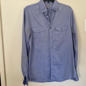 Express Men’s Blue Button Down Fitted Shirt